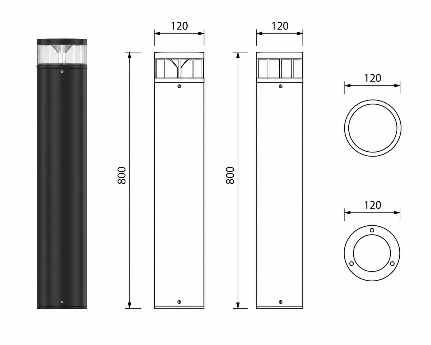GARDEN-T07 Outdoor Lighting Bollard - Görsel 2